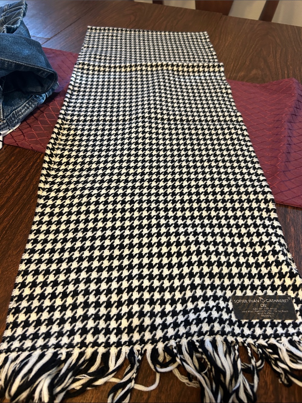 Black & White Houndstooth Scarf - SOFTER THAN CASHMERE